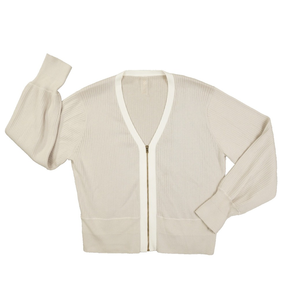 RHONE Pars Zip-Up Cardigan Women's Large Sand Beige Sweater Golf Athleisure